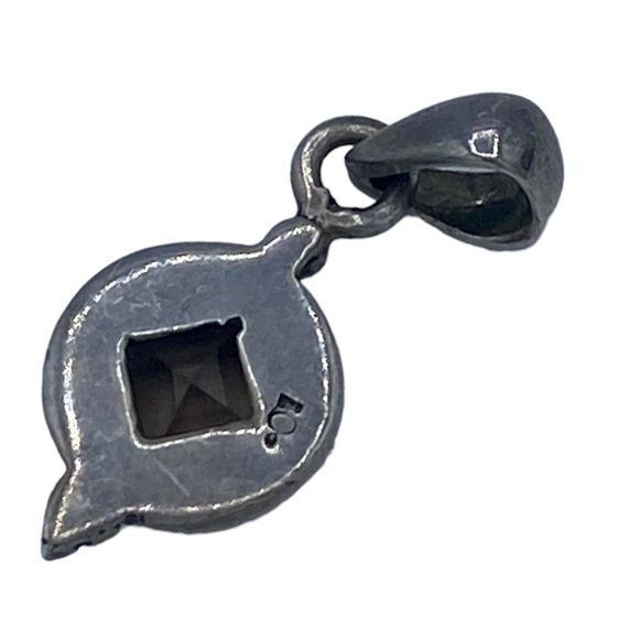 Sterling silver 925 pendant charm geometric w faceted smoked quartz - Picture 4 of 6